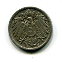 Germania, Guglielmo II (1888-1918): 5 pfennig 1909-F (KM#11)