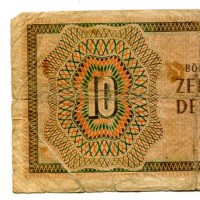 Boemia e Moravia: 10 korun 08/07/1942 (Pick#8a), strappi, scritta, forellini.
