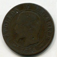 Francia, Napoleone III (1852-1870): 5 centesimi 1854-A (Gadoury#152)