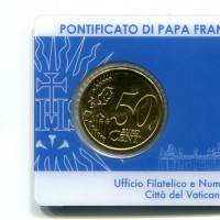 Vaticano 2018: 50 centesimi nella coincard originale zecca