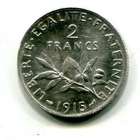 Francia, Terza Repubblica (1871-1940): 2 franchi 1915 (Gadoury#532)
