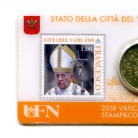 Vaticano 2018: 50 centesimi nella coincard originale zecca