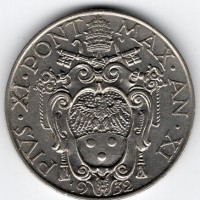 Vaticano, Pio XI (1929-1938): 1 lira 1932-XI