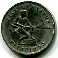 Filippine, amministrazione USA: 5 centavos 1904 (KM#164)
