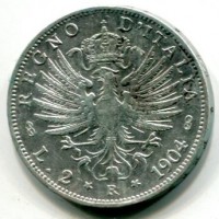 Vittorio Emanuele III (1900-1943): 2 lire 1904 "Aquila Sabauda" (Gigante#92)
