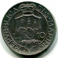 San Marino: 1933, 10 lire (Gigante#12), con cartellino di provenienza Crippa

