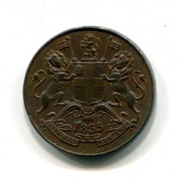 India Britannica, East India Company (1665-1858): 1/2 anna 1835 (KM#447.1)