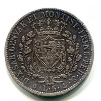 Carlo Felice (1821-1831): 5 lire 1830-Ge (Gigante#51)
