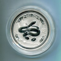 Australia, Elisabetta II (1952-2022): 2 dollari 2001 "Calendario lunare - anno del Serpente"