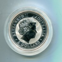 Australia, Elisabetta II (1952-2022): 2 dollari 2001 "Calendario lunare - anno del Serpente"