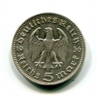 Germania, Terzo Reich (1933-1945): 5 marchi 1936-A (KM#86)