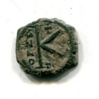 Giustino II (565-578 d. C): 1/2 follis con Sophia, zecca di Tessalonica  (Sear#366), gr.5,74