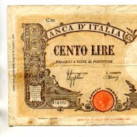 Repubblica Sociale Italiana: 100 lire 10/10/1944 "Grande B" (Gigante,BI#24c), strappo
