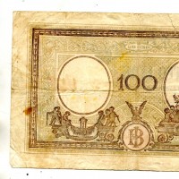 Repubblica Sociale Italiana: 100 lire 10/10/1944 "Grande B" (Gigante,BI#24c), strappo
