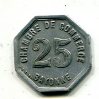Francia Bayonne: gettone da 25 cent. "Camera di Commercio 1920"
