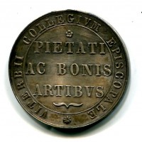Viterbo: medaglia sec. XIX "Viterbii Collegium Episcopale", opus L. Pasimati, diametro 37 mm. Traccia appiccagnolo