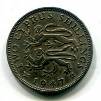 Cipro, Giorgio VI (1936-1952): 2 scellini 1947 (KM#28)
