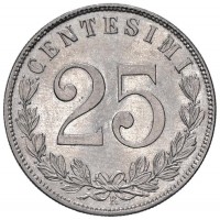 Vittorio Emanuele III (1900-1943): 25 cent. 1903 "Valore" (Gigante#192), fondi molto lucenti soprattutto dalla parte dell'aquila