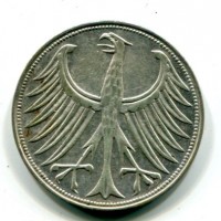 Germania, Rep. Federale (dal 1949): 5 marchi 1956-D (KM#112.1)
