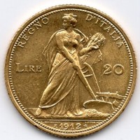 Vittorio Emanuele III (1900-1943): 20 lire 1912 "Aratrice" (Gigante#31)
