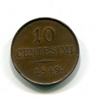 Milano, Francesco Giuseppe (1848-1866): 10 centesimi 1849 (Gigante#25)