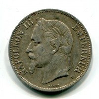 Francia, Napoleone III (1852-1870): 5 franchi 1869-BB (Gadoury#739)
