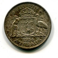 Australia, Elisabetta II (1952-2022): 1 fiorino 1954 (KM#55)
