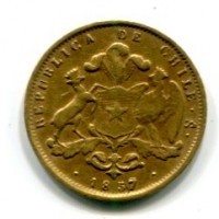 Cile, Repubblica: 2 pesos 1857 (KM#132)
