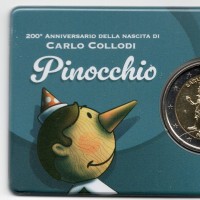 Italia 2026: 2 euro commemorativo "Pinocchio", in coincard
