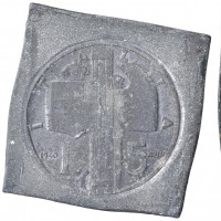 Vittorio Emanuele III (1900-1943): progetto del rovescio del 5 lire 1940 su lamina in piombo (Luppino#PP185)
