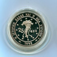 Grecia: dittico da 25 e 10 ecu 1992, in confezione originale
