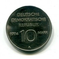 Germania, Rep. Democratica (1949-1990): 10 marchi 1974 "25° Anniversario" (KM#50)

