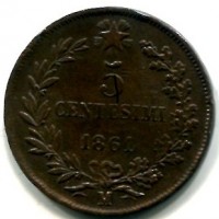 Vittorio Emanuele II (1861-1878): 10 cent. 1861-Mi (Gigante#102)
