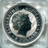 Australia, Elisabetta II (1952-2022): 2 dollari 1999 "Calendario lunare - anno del Coniglio"