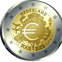 Olanda 2012: 2 euro commemorativi "Decennale dell'Euro"