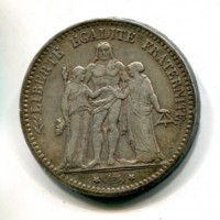 Francia, Terza Repubblica (1871-1940): 5 franchi 1874-A (Gadoury#745A)