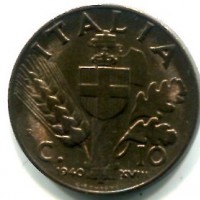 Vittorio Emanuele III (1900-1943): 10 cent. 1940 XVIII "Impero" (Gigante#252)
