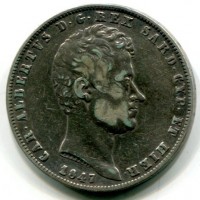 Carlo Alberto (1831-1849): 5 lire 1847-Ge (Gigante#85)
