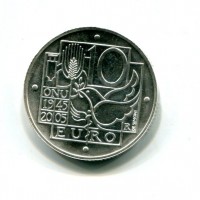 Italia 2005: 10 euro "Anniversario ONU", da confezione zecca
