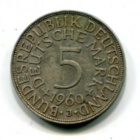 Germania, Rep. Federale (dal 1949): 5 marchi 1960-J (KM#112.1)
