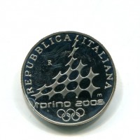 Italia 2005: 10 euro "Torino 2006", seconda emissione, hockey, da confezione zecca
