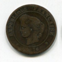 Francia, Terza Repubblica (1871-1940): 5 centesimi 1876-K (Gadoury#157a)