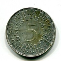 Germania, Rep. Federale (dal 1949): 5 marchi 1960-D (KM#112.1)
