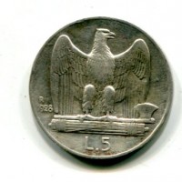 Vittorio Emanuele III (1900-1943): 5 lire 1928* "Aquilino" (Gigante#75)
