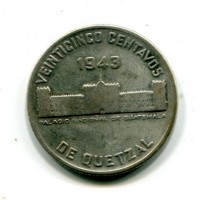 Guatemala: 25 centavos 1943 (KM#253)
