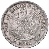 Cile: 1 peso 1883 (KM#142.1)