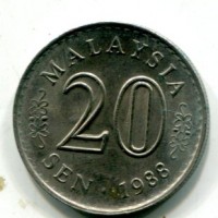 Malaysia: 20 sen 1988 (KM#4)