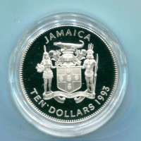 Jamaica: 10 dollari 1993 "40° Anniversario-Incoronazione della Regina Elisabetta II" (KM#155)