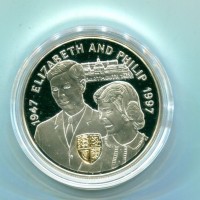 Jamaica: 25 dollari 1997 "50° Anniversario di Nozze di Elisabetta II e Principe Filippo" (KM#193)