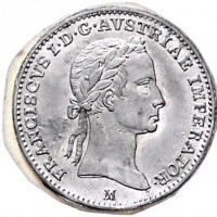 Milano, Francesco I (1815-1835): prova su lamina della 1/2 lira (Pagani Prove-Progetti# --), mm 18.5. Ex Kunst und Munzen, maggio 1988, lotto 864